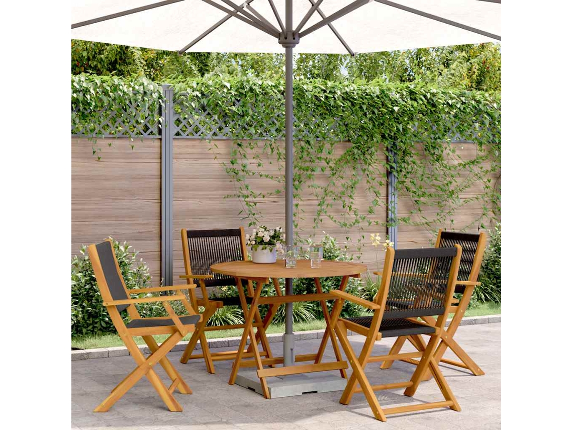 Vidaxl 5 Pcs Conj. Jantar P/ Jardim Polipropileno/madeira Maciça Preto