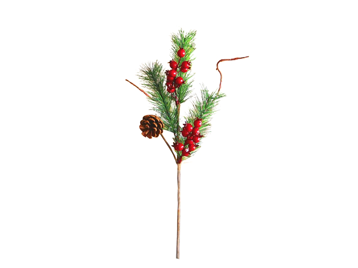 Ramos Decorativos De Natal Laxiscreed Com Pinha E Frutos Vermelhos, 45cm Para Decoração Festiva