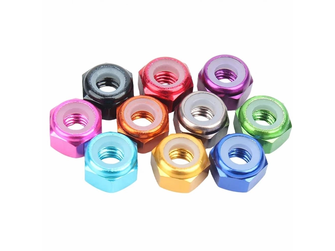 Porcas Sextavadas De Nylon Anodizado Multicoloridas M2.5 M3 M4 M5 M6