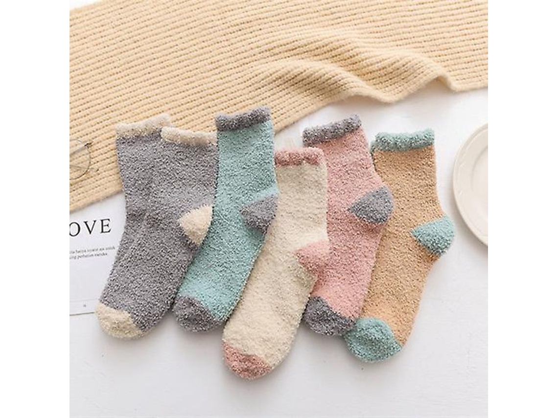 Calcetines Fluffly Suaves Para Invierno Cálidos Confortables Fleece Diseño Moderno Regalo Navideño