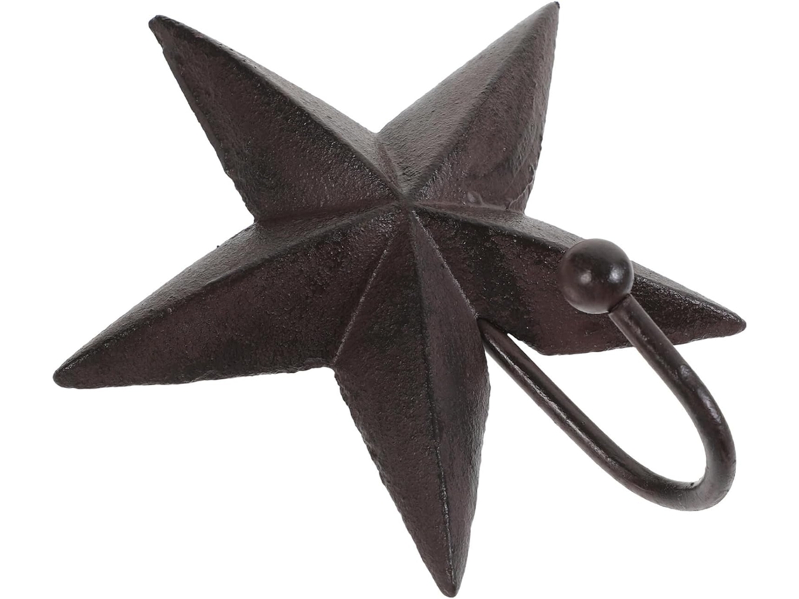 Gancho De Parede Vintage Em Ferro Fundido Preto Formato Pentagrama,