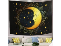 Popular Decoração de Parede Psicodélica em Preto e Azul com Estrela Lua Crescente BRILVIBERA