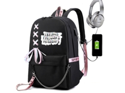 Mali mochila Cartoon com Porta Usb Mochila Escolar para Laptop Viagem Camping Picnic