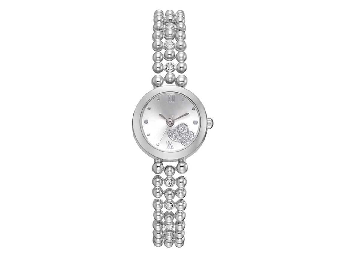 Relógio Feminino de Pulso Casual com Pulseiro de Aço e Movimento de Quartzo Lvpai (prata Branco)