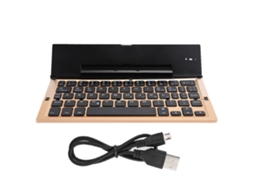 Teclado Bluetooth Plegable Para Pc Dourado Com Suporte