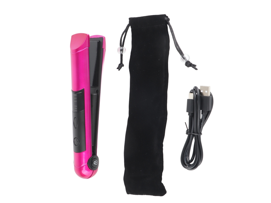 2026 plancha e Rizador de Cabelo Mini Multifuncional Recarregável Via Usb Ferramenta de Penteado (vermelho Rosa)
