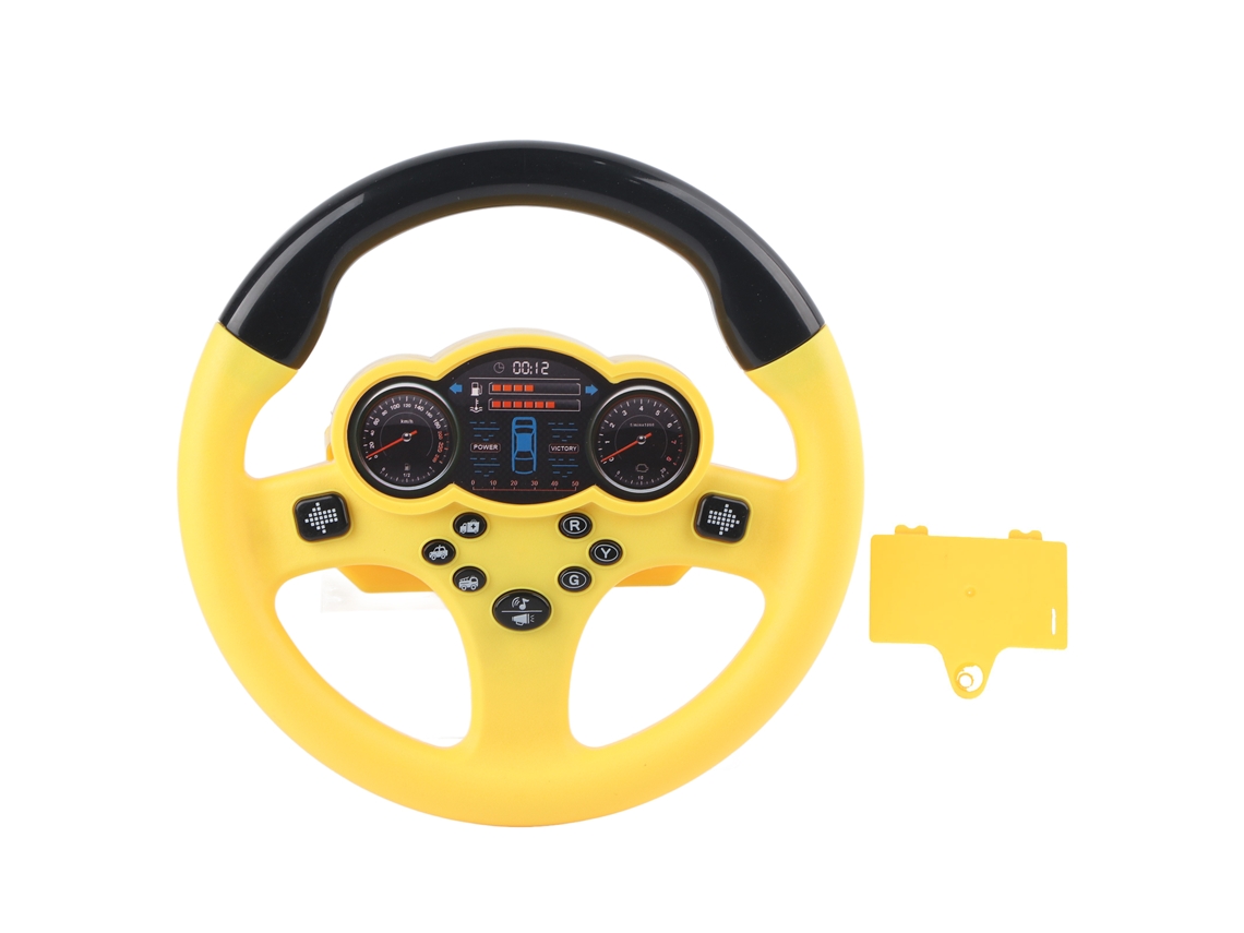 Mali brinquedo Volante Elétrico Simulação Carro para Crianças com Luz e Som 3+ Anos Amarelo