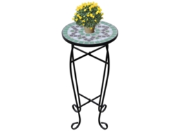 Vidaxl Mesa De Apoio Para Plantas Em Mosaico Verde E Branco