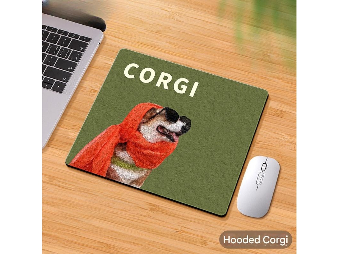 Mouse pad quadrado com estampa de corgi e turbante, mouse pad para jogos de escritório pequeno, mouse pad grosso e fofo (1 peça, 210 x 2604 mm)