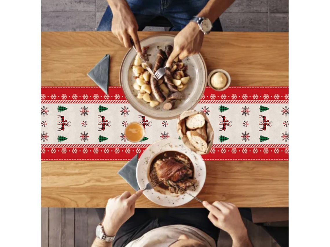 Bandeira de Mesa de Natal Decoração em Tecido Impressa Toalha Isolante de Linho NEVEANCE