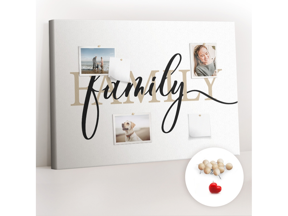 Quadro De Cortiça Com Impressão Inscrição "família" Para O Escritório Espelharte (100x70 Cm)