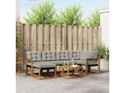 Vidaxl Conjunto De Sofás Para Exterior 7 Unid. Cinza Natural E Claro