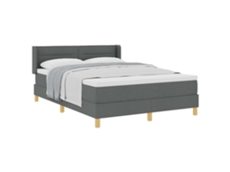 Vidaxl Cama Box Com Colchão Cinza Escuro 200 X 160 Cm Tecido
