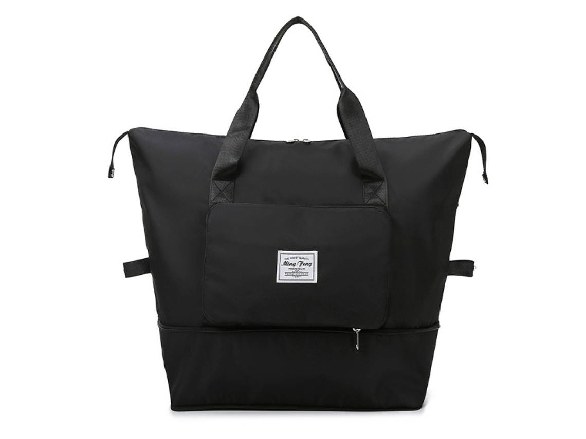 Mala de Viagem Dobrável, Esportiva Dobrável Grande Capacidade, Bolsa Leve e Impermeável, Bagagem Mão, Preta. AQUAFORGE