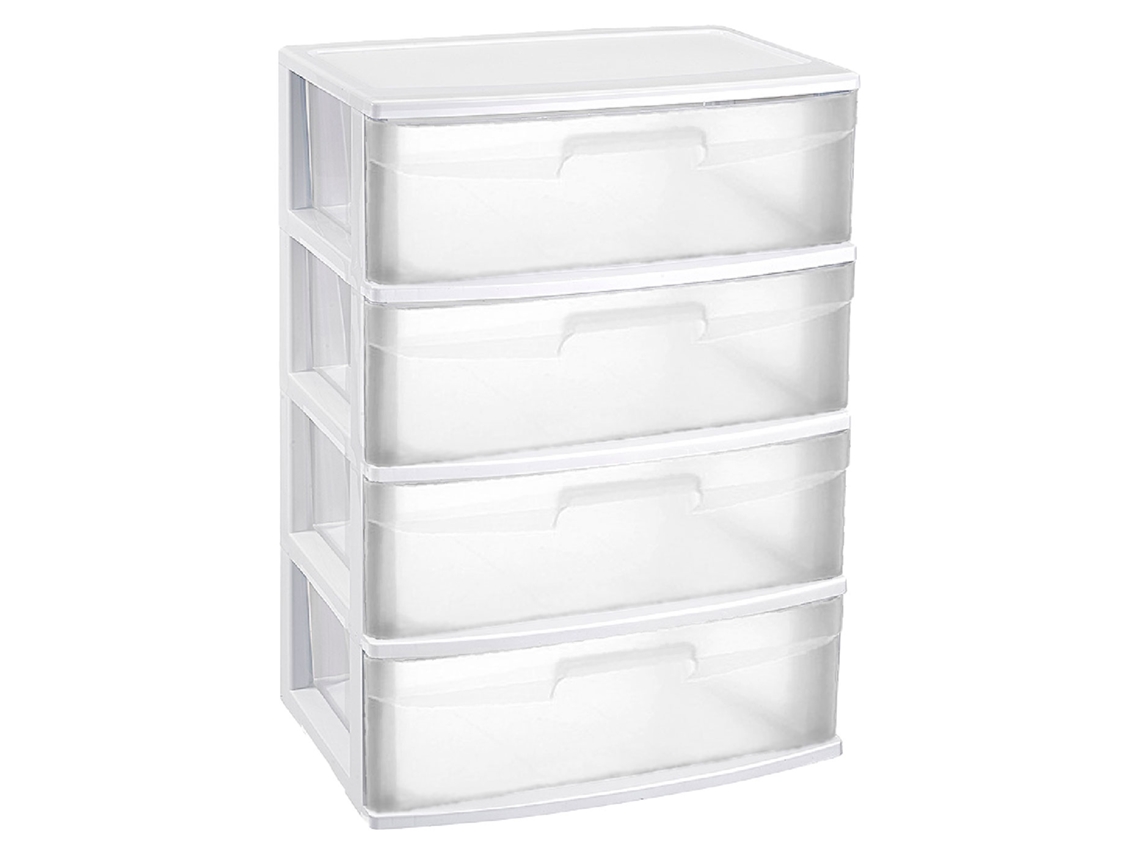 Gaveta De Organização Nilo Ideal Para Casa Ou Trabalho Fabricação De Plástico 4 Gavetas Translúcidas 80,5 X 56 X 40 Cm Cor Branco Acan