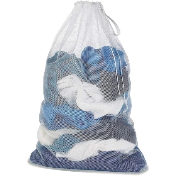 Rede para Roupa Suja, Sacos para Máquina de Lavar Roupa, Sacos Grandes para Roupa Suja, 60 X 90 Cm Branco BRILVIBERA