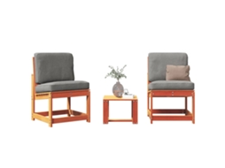 Vidaxl 3 Pcs Conjunto Lounge De Jardim Pinho Maciço Castanho-mel