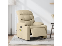 Vidaxl Poltrona De Massagens Reclinável Elétrica Tecido Creme