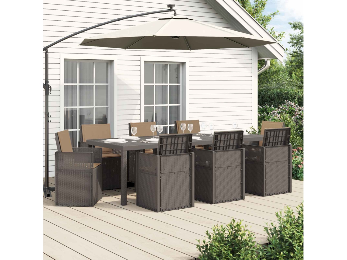 Vidaxl Conjunto De Jantar Para Jardim 9 Unid. Cinza Claro E Taupe Pp