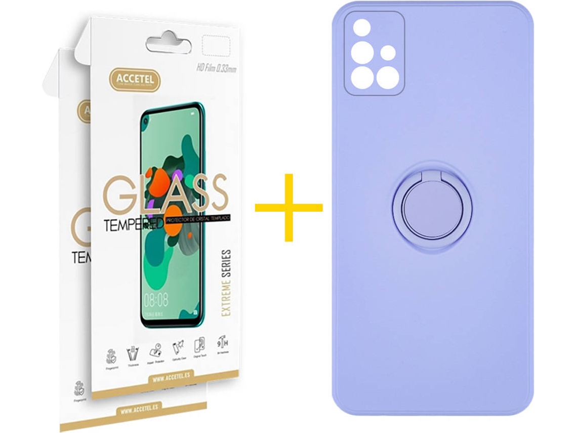 Capa + 2 Películas para Samsung Galaxy A71 ACCETEL Roxo Lilás