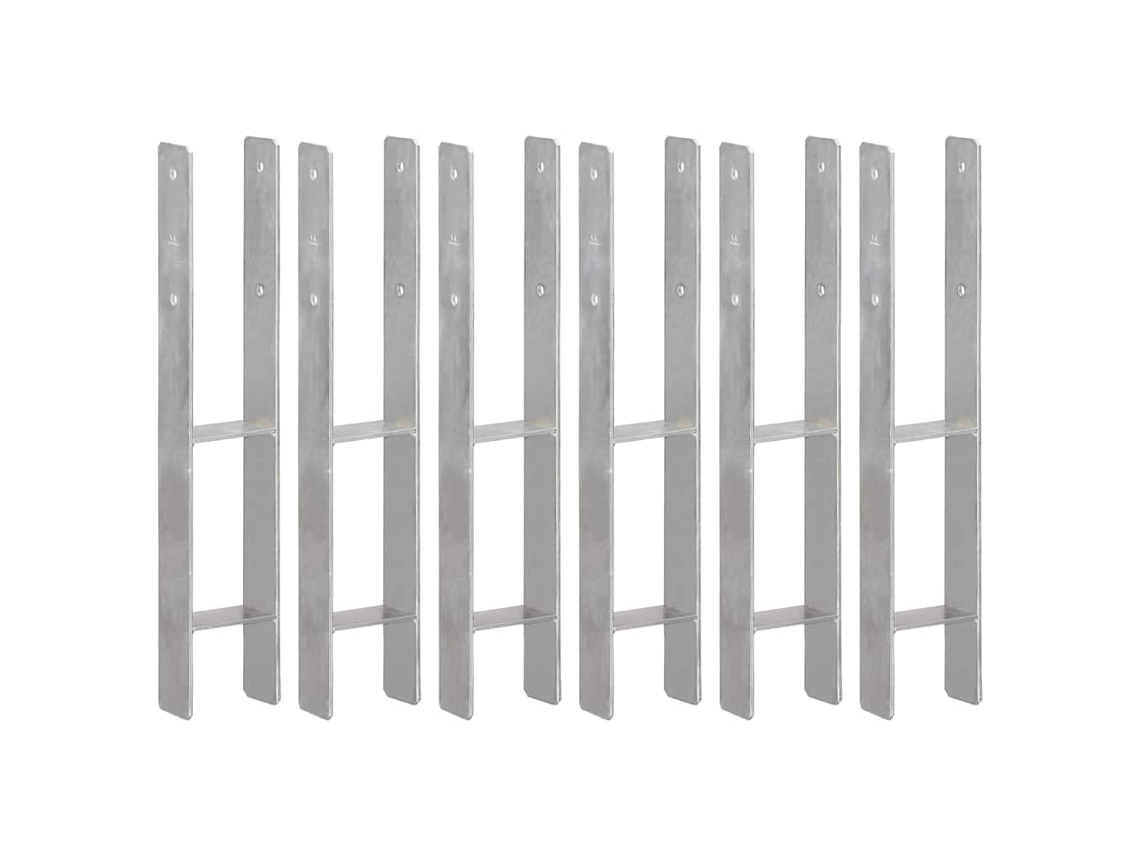 Vidaxl Âncoras De Vedação 6 Pcs 10x6x60 Cm Aço Galvanizado Prateado
