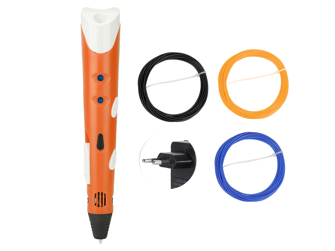 Caneta De Impressão 3d (pintura 3d, Fabricação De Modelos) Laranja 110-240v Cor Do Consumível Aleatória (plugue Eu)