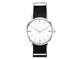 Relógio masculino Zhoulianfa com pulseira de nylon, mostrador redondo e movimento de quartzo.
