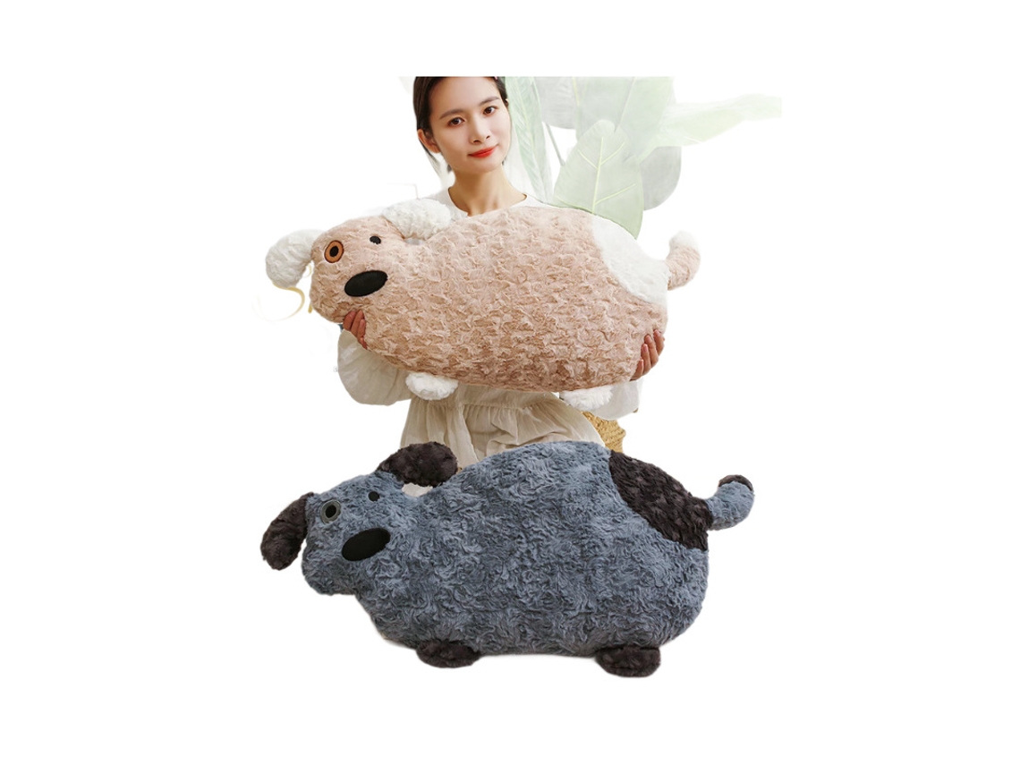Almofada de Pelúcia Cachorro Nariz Grande, Brinquedo de Abraço para Crianças, Travesseiro de Dormir Cinza CHABERLU