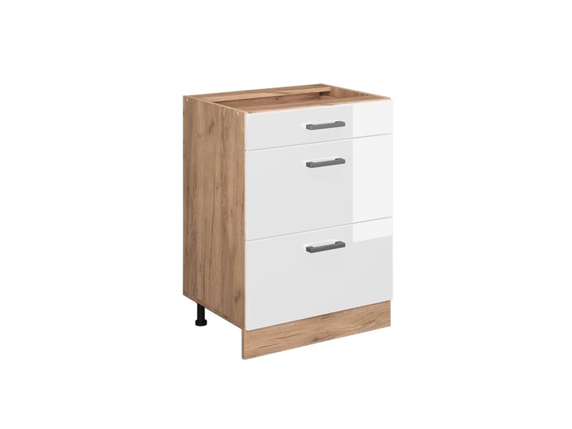 Móvel de cozinha Vicco R-Line, branco alto brilho, 60 cm com gavetas, sem bancada