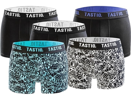 Cuecas boxer masculinas Tastiq com estampa floral, pacote com 5, tamanho pequeno