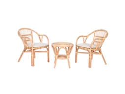 Conjunto de 3 Mesas de Vime e 2 Poltronas com Almofadas ALEXANDRA HOUSE LIVING (50x50x50cm)