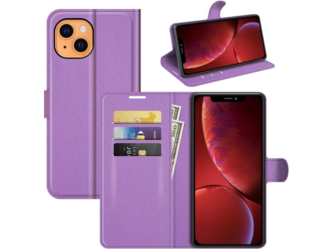 Capa Fólio Lichia Função Fecho para iPhone 13 Mini HONGWE. Pele Magnética Multicor