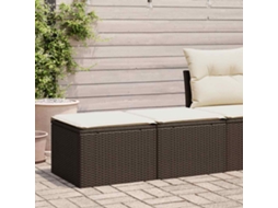 Vidaxl 2 Pcs Conj. Sofás Jardim C/ Almofadões Vime Pe/acácia Castanho