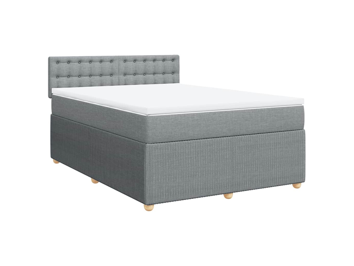 Cama com Molas e Colchão Tecido Cinzento Claro MAISON EXCLUSIVE (140x190 cm)