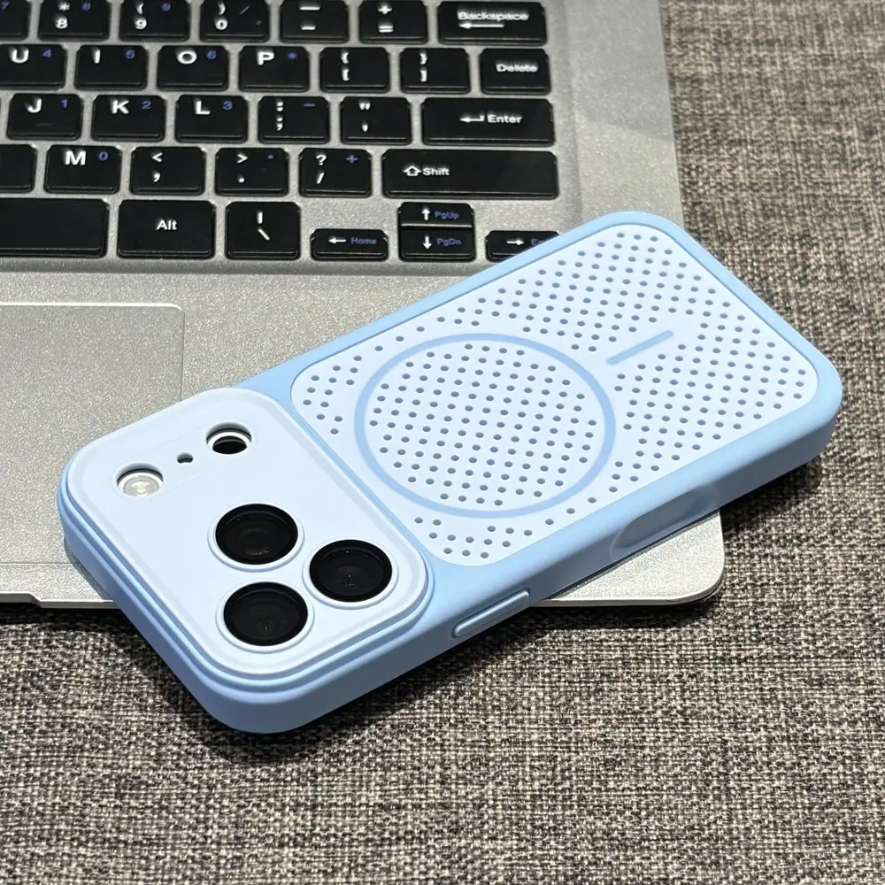 Capa Magnética Para Celular Com Estrutura Em Favo De Mel À Prova De Choque (iphone 14 Pro Max Azul), Capa Macia Fosca.