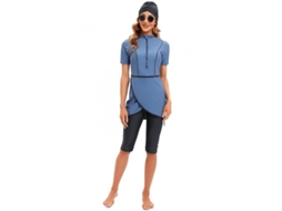 2026 traje de Banho Muçulmano Curto Crop 2023 Modesto Burkini Mulher com Cremalheira Frontal L Multicolor