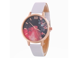 Relógio Casual Feminino Zlf0555 c Pulseira de Couro Quartzo Branco