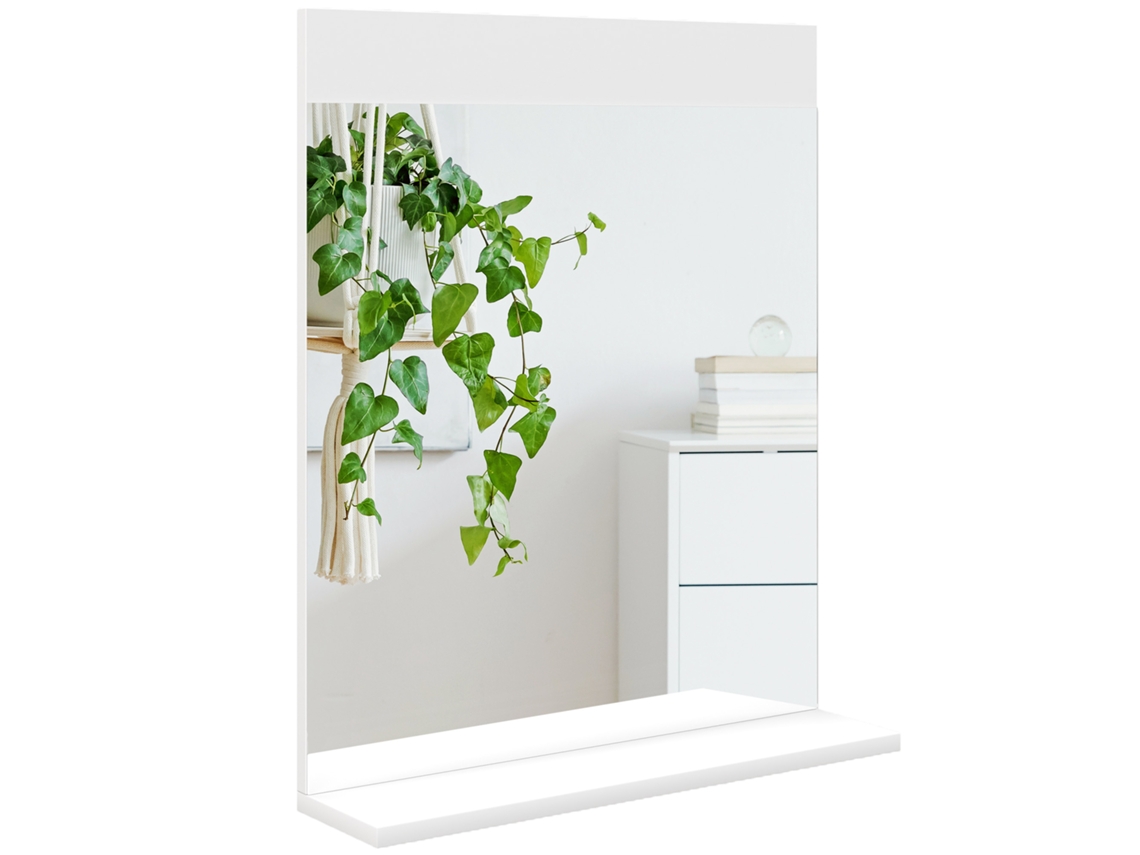 Espelho de Banheiro com Prateleira,mural para Sala e Quarto,50x12x60cm,branco BTFORUS