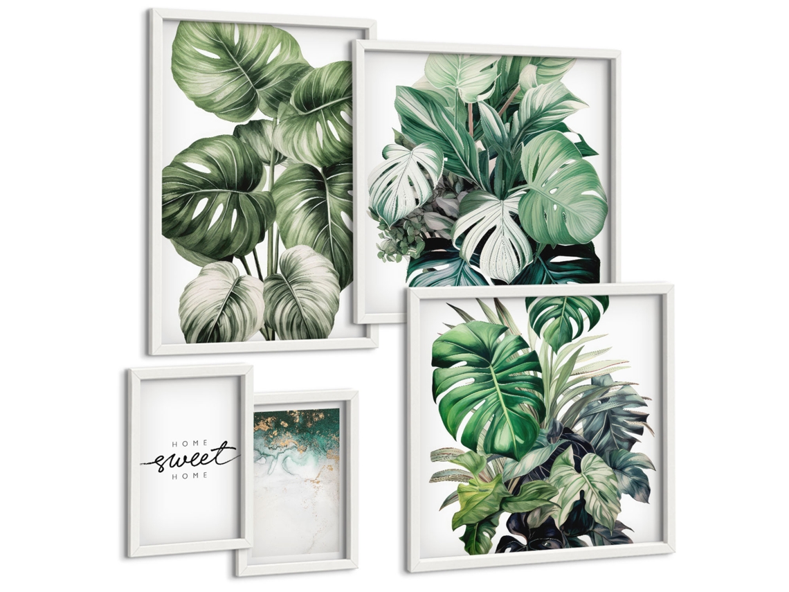 Conjunto De Pinturas Motivos Vegetais Modernos Espelharte (5 Peças)