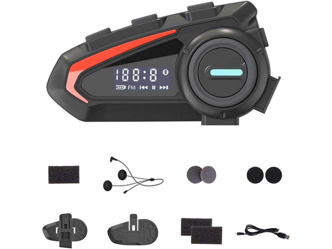 Fone Capacete de Moto Bluetooth 5.1, Redução Ruído, Chamada Nítida, Preto JIAPEI