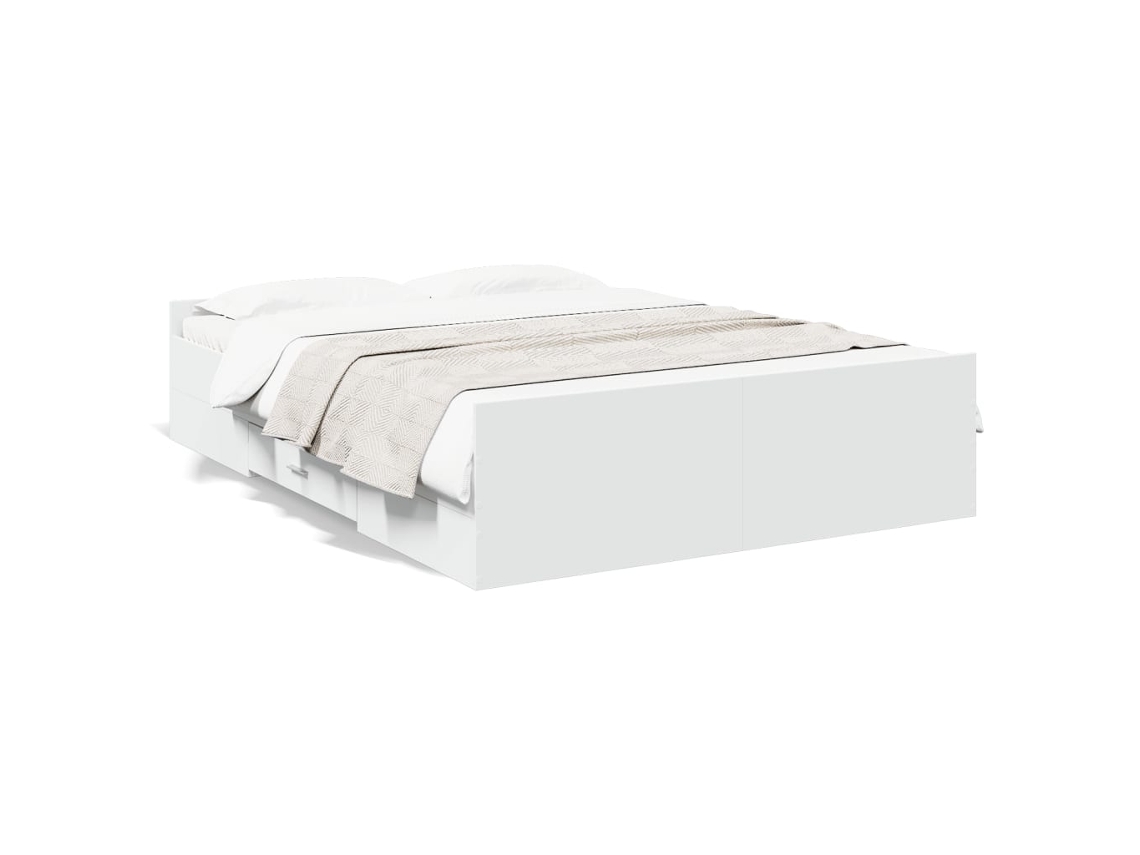 Cama com Gavetas VIDAXL Madeira Branco (135x190cm)