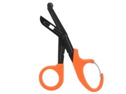 Tesoura de bandagem em aço inoxidável com dentes finos, ferramenta de primeiros socorros de emergência, laranja.