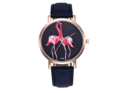 Relógio de pulso com movimento de quartzo e pulseira de couro para homens e mulheres, azul.