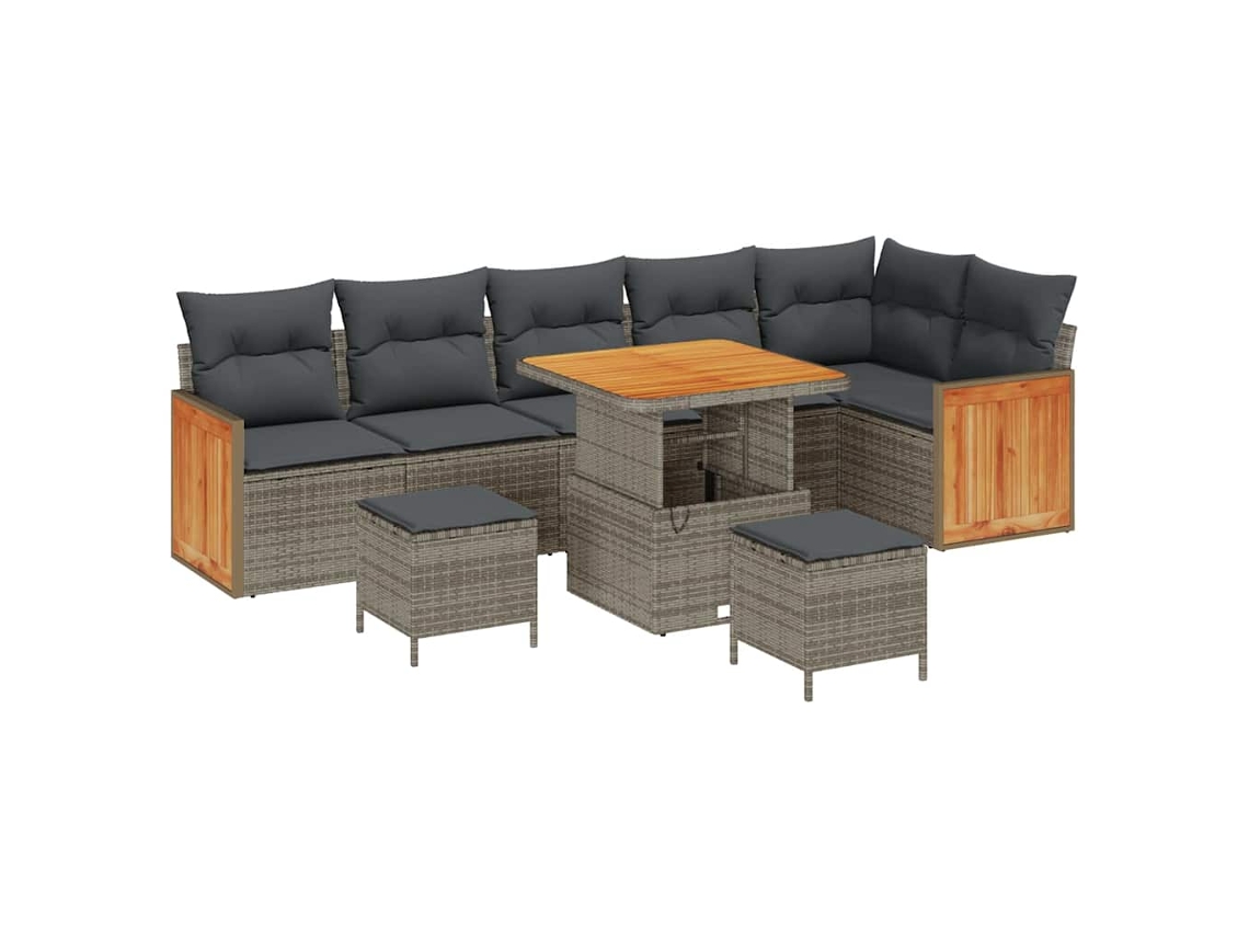 Maison Exclusive - Conjunto De Sofá De Jardim Com Almofada 9 Pcs Cinzeto