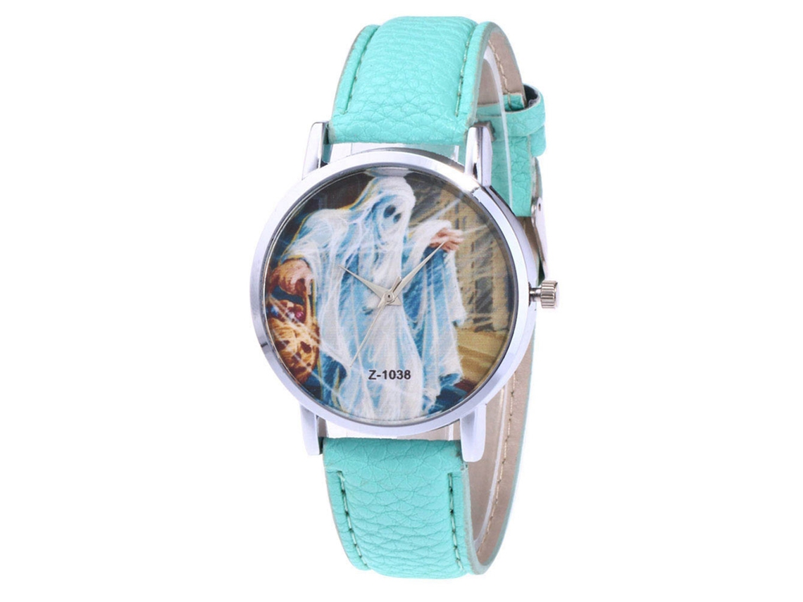 Relógio de Pulso Zhoulianfa Feminino de Moda com Pulseira de Couro Pu Menta