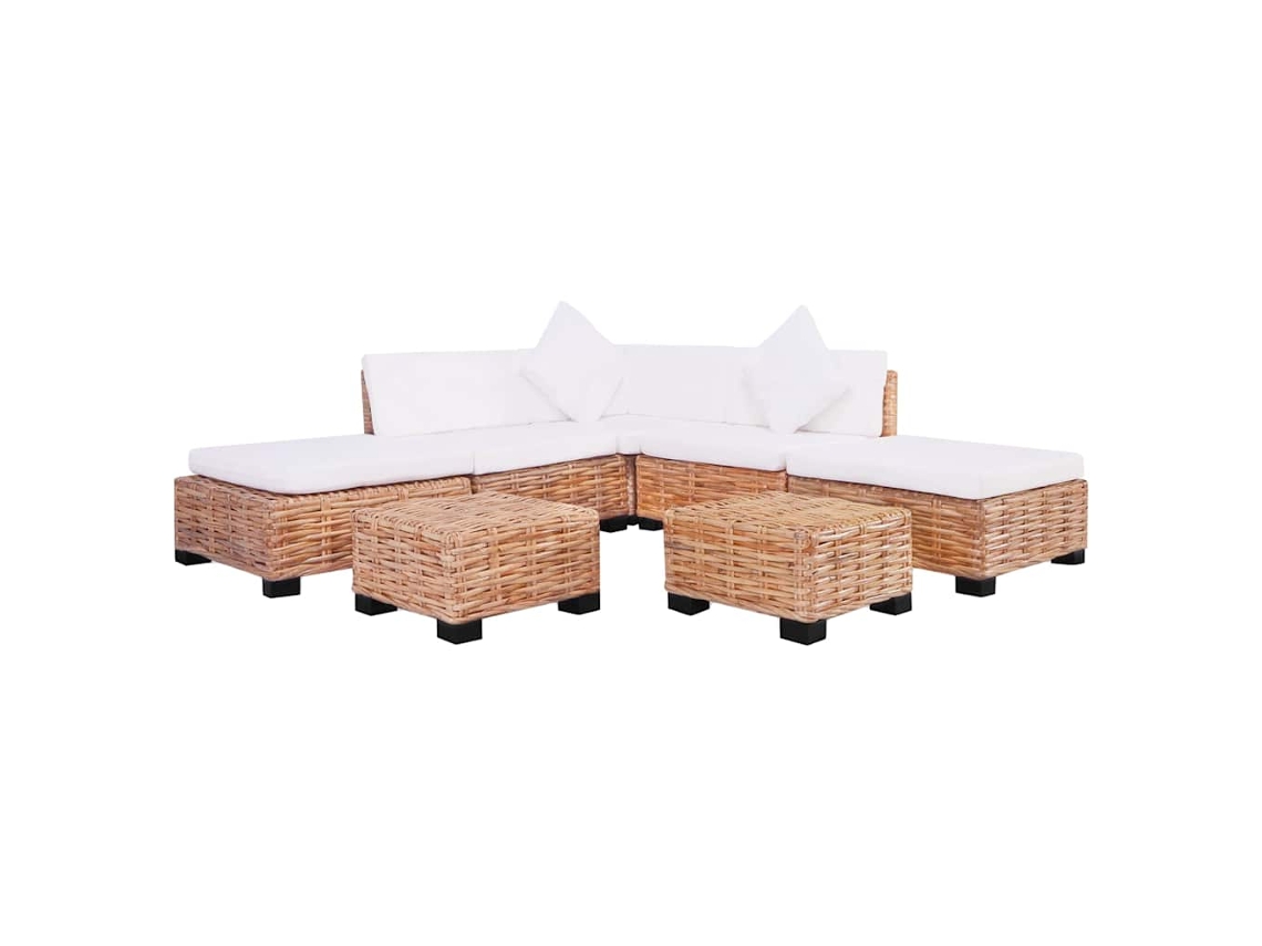 Vidaxl Conjunto De Sofás 18 Pcs Vime Genuíno