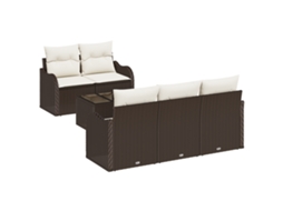 Conjunto 6 Sofá De Jardim Vidaxl Castanho Vime Pe (55 X 55 X 37 Cm)