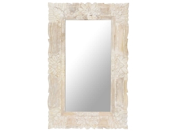 Vidaxl Espelho 80x50 Cm Madeira De Mangueira Maciça Branco
