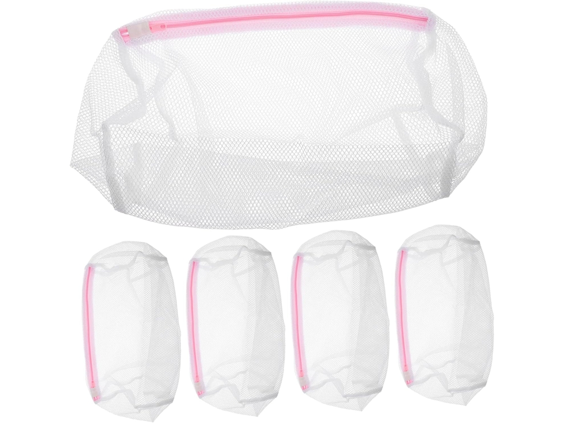 Conjunto de 5 Sacos Lavanderia Rosa em Poliéster para Roupas Delicadas, Cilíndricos Protetores Lavar CHABERLU