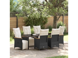 Vidaxl Conjunto De Jantar Para Jardim 7 Unid. Preto Vime Pe